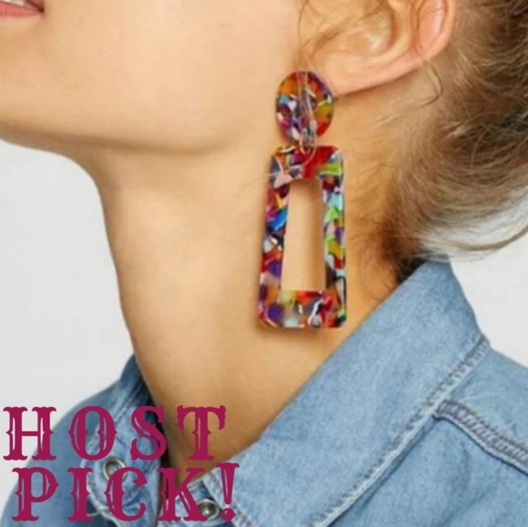 Jewelry - 💖 2/$25 Tortoise Shell Acrylic drop earrings